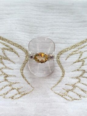 Sparkling Citrine Amethyst Periodot Sterling Ring size 7.25